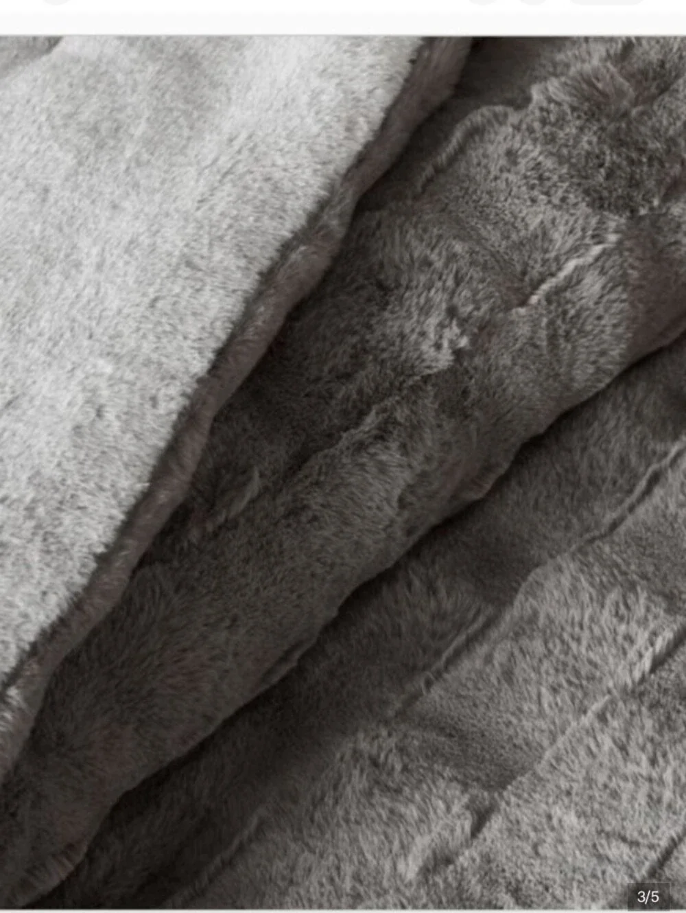 FRYE KING Luxury Bubble Faux Fur Comforter 3 Piece Set, Gray - Reversible